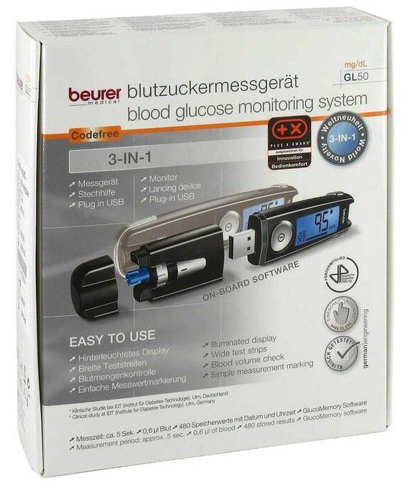 BEURER GL50 Blutzuckermessgerät mg/dl schwarz